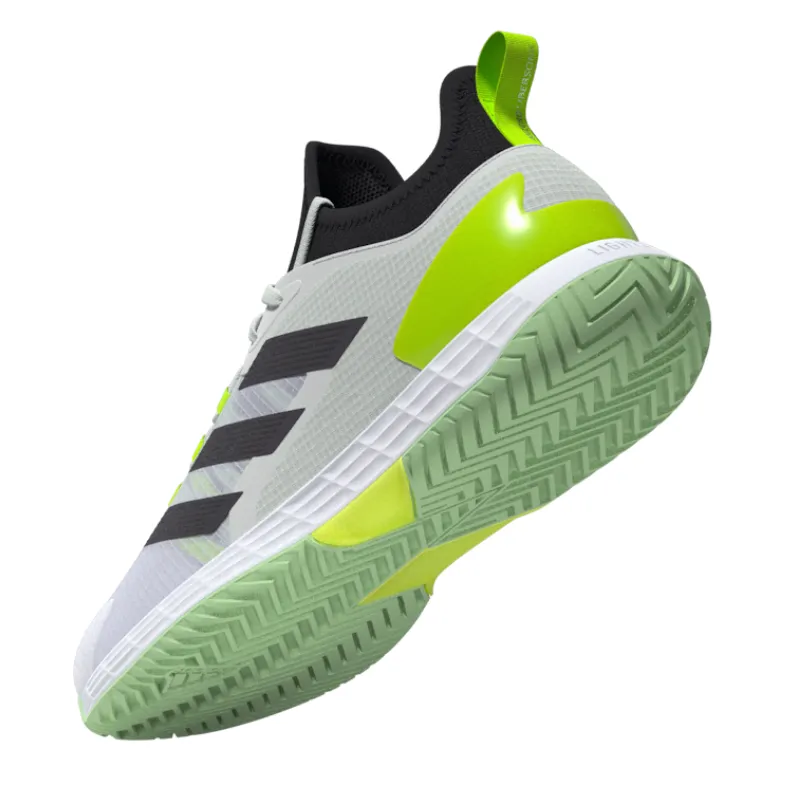 Adidas Adizero Ubersonic 4.1 Tennis Shoes - White, Black & Lucid Lemon - Performance Footwear for Fast Play