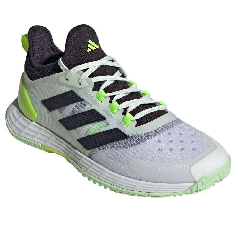 Adidas Adizero Ubersonic 4.1 Tennis Shoes - White, Black & Lucid Lemon - Performance Footwear for Fast Play