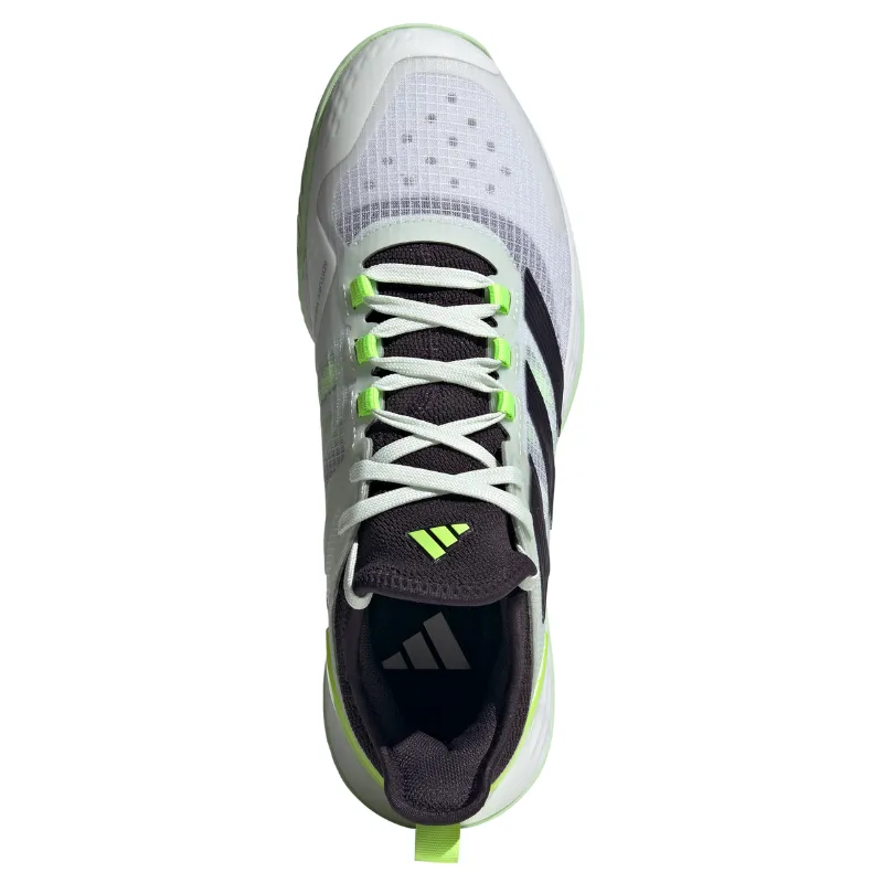 Adidas Adizero Ubersonic 4.1 Tennis Shoes - White, Black & Lucid Lemon - Performance Footwear for Fast Play