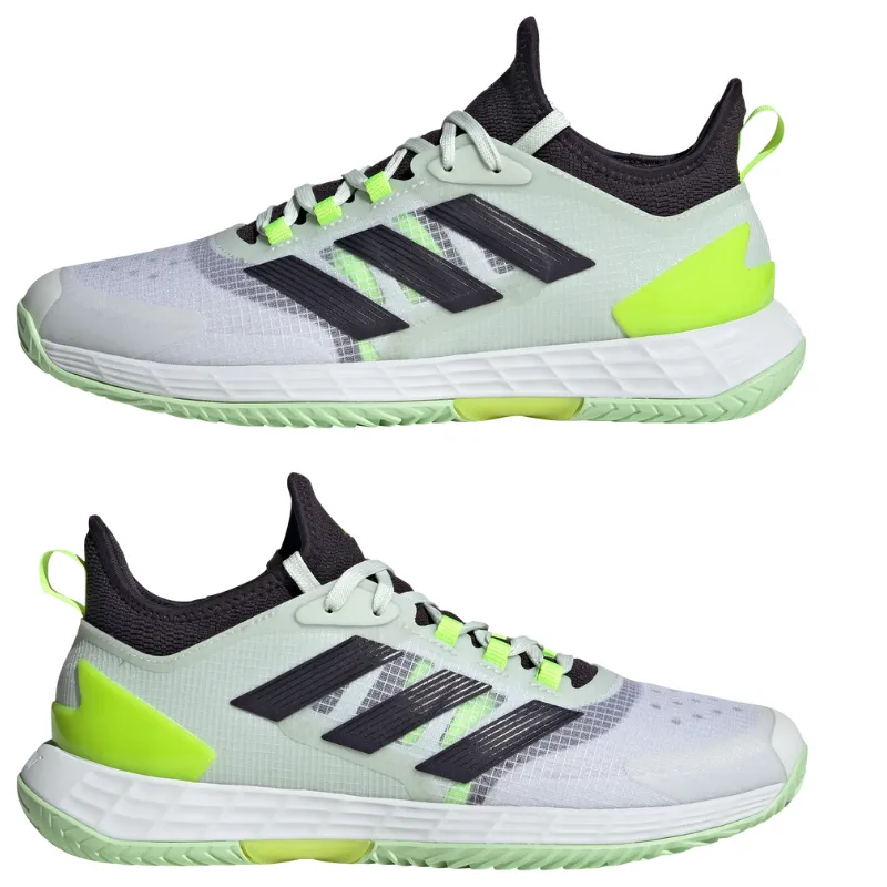 Adidas Adizero Ubersonic 4.1 Tennis Shoes - White, Black & Lucid Lemon - Performance Footwear for Fast Play