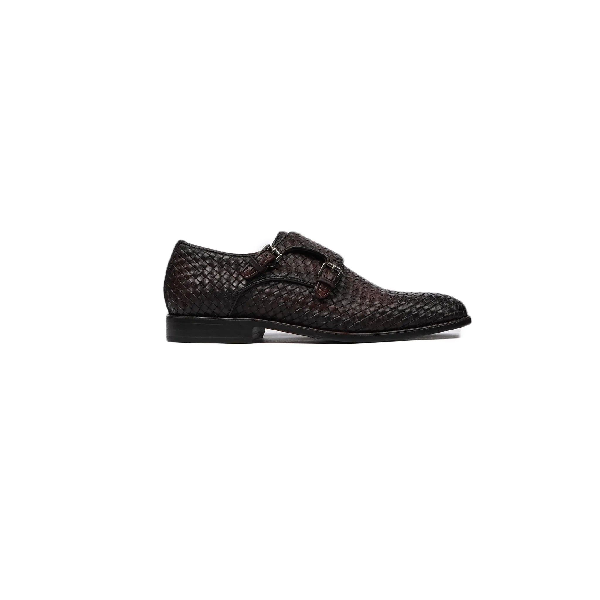 Ario - Kid's Burnished Oxblood Patina Hand Woven Calf Leather Double Monkstrap (5-12 Years Old)