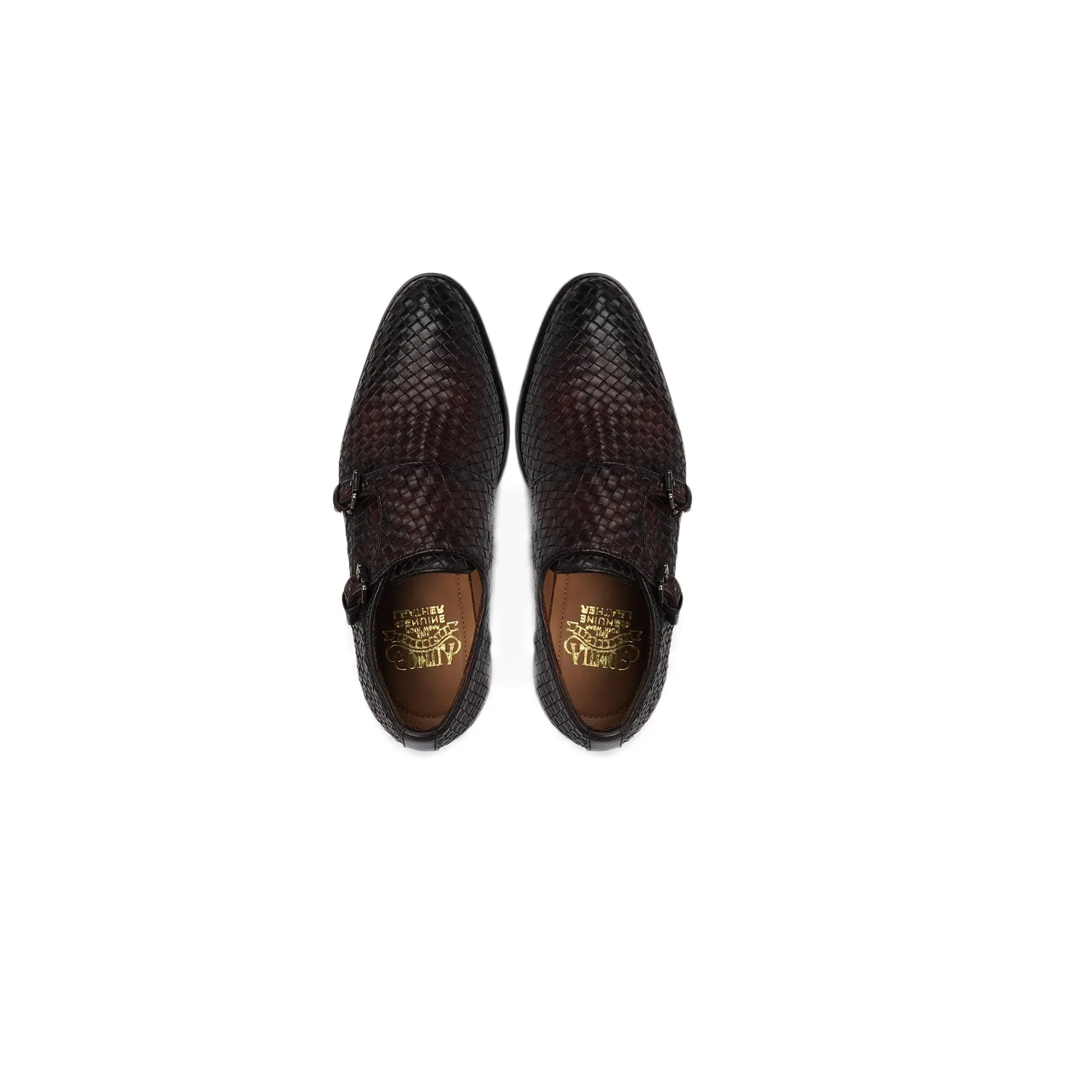 Ario - Kid's Burnished Oxblood Patina Hand Woven Calf Leather Double Monkstrap (5-12 Years Old)