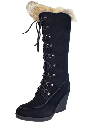 Botas de Invierno de Cuña de Piel Gamuza/Pelo de Zorro para Mujer 'Bearpaw' - ID: 7133