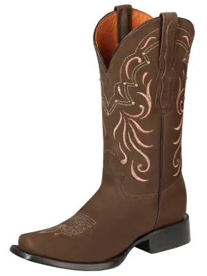 Botas Vaqueras Rodeo Clasicas de Piel Nobuck para Mujer 'El General' - ID: 44849