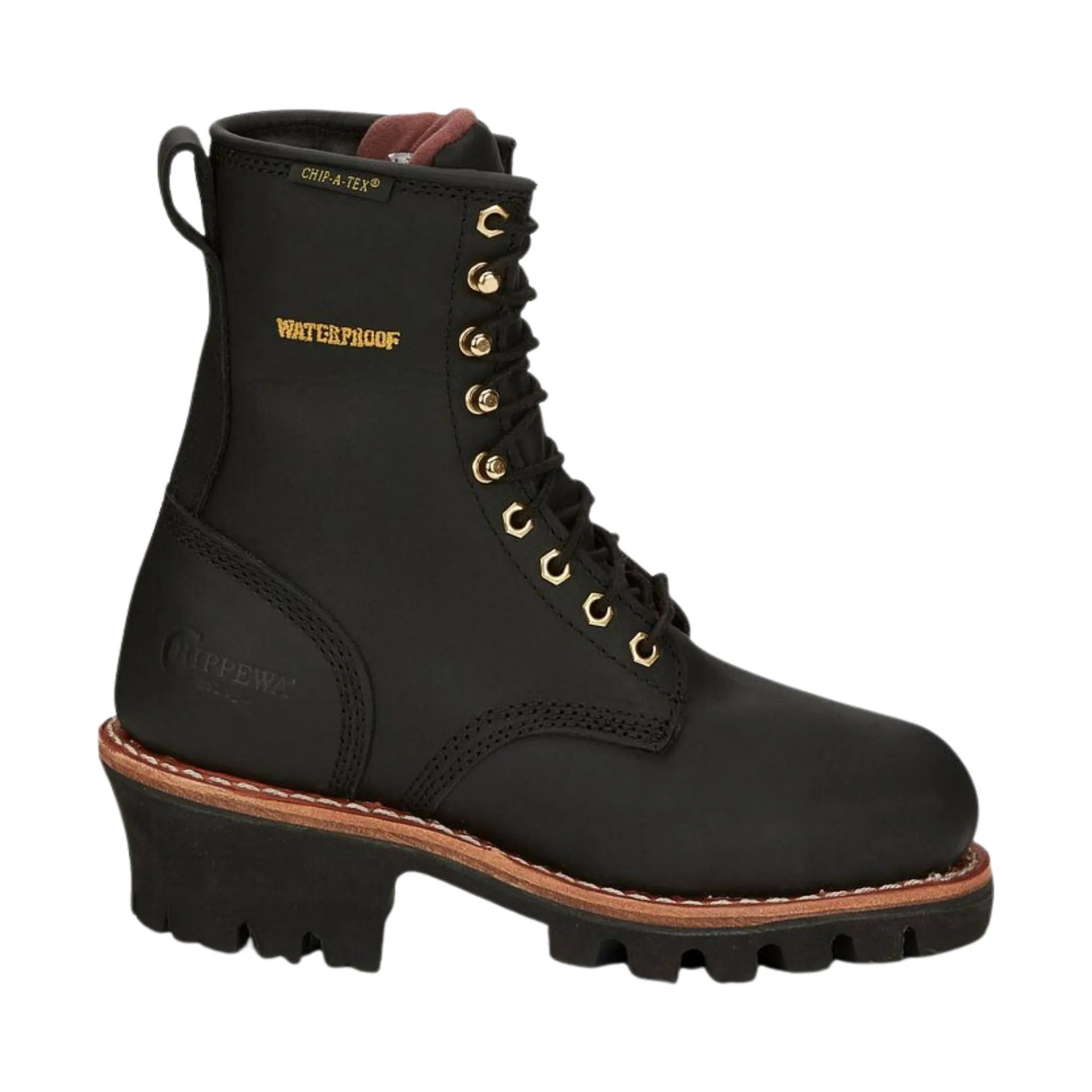 Chippewa Women's Tinsley 8 Inch Waterproof Insulated Steel Toe Logger Work Boots - Black Oiled