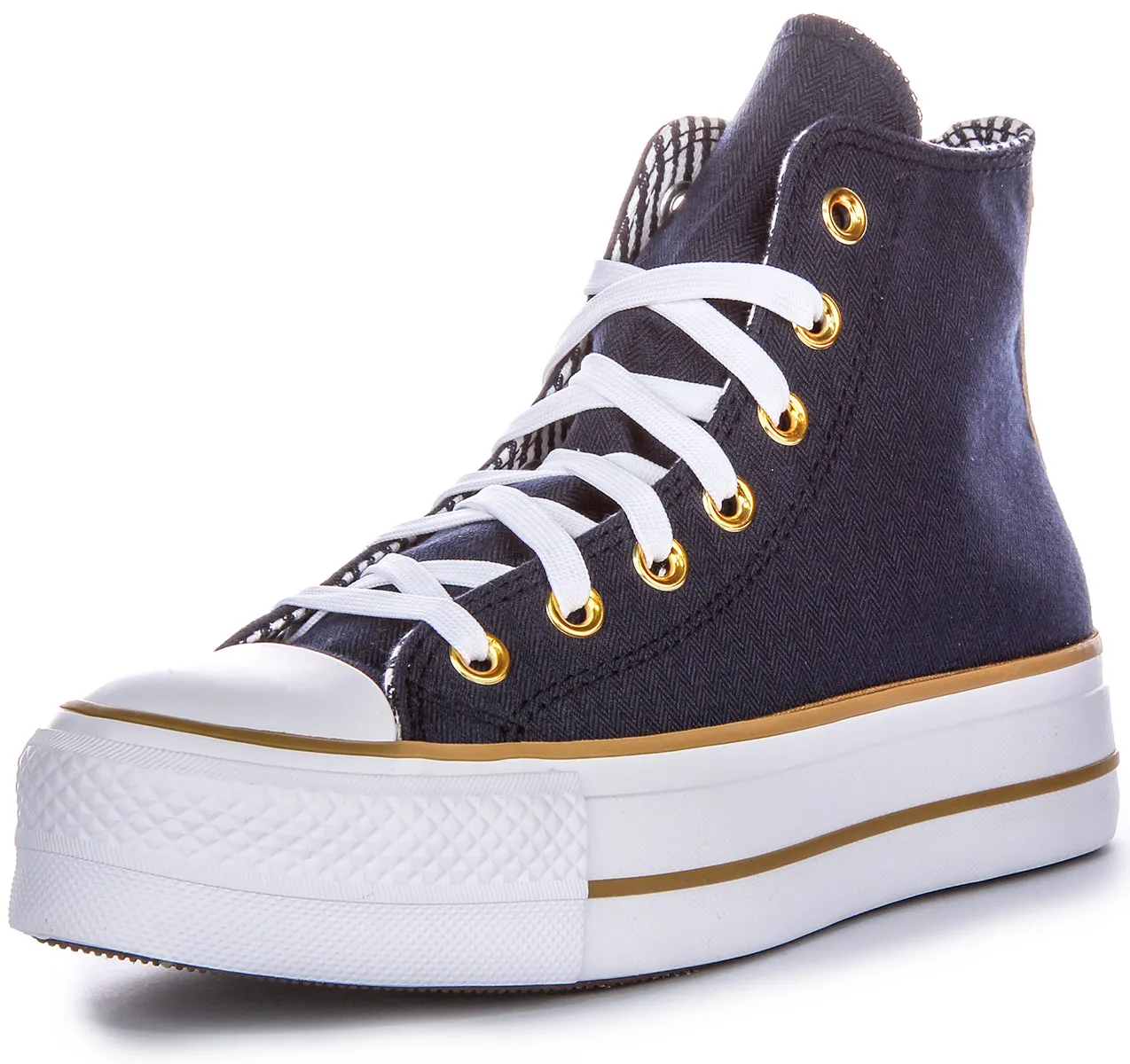 Converse CT All Star Lift Hi A08860C In Navy Herringbone