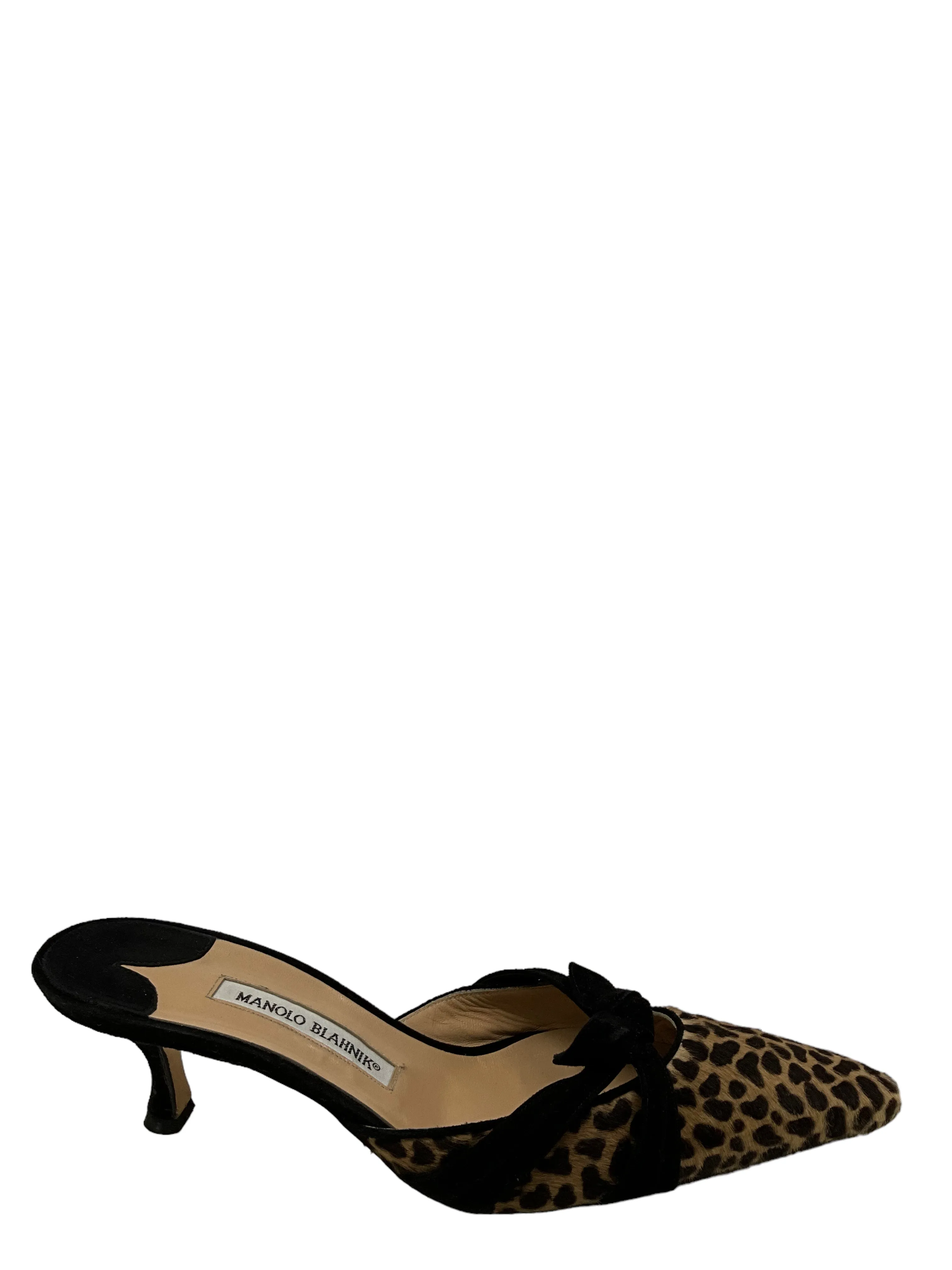 Manolo Blahnik Cheetah Ponyhair Mules Size 11