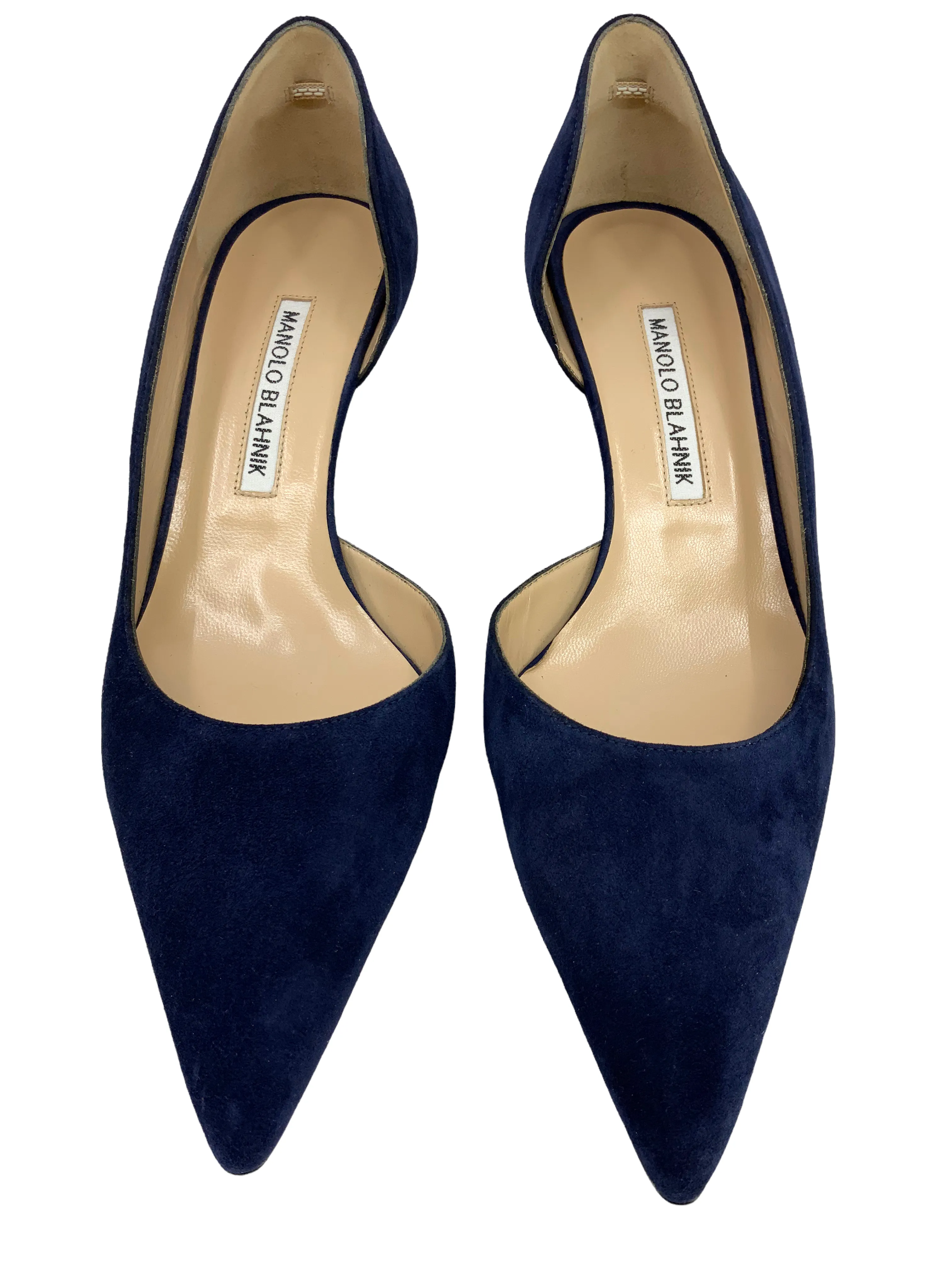 MANOLO BLAHNIK Collina Suede Half d'Orsay Pumps Size 8