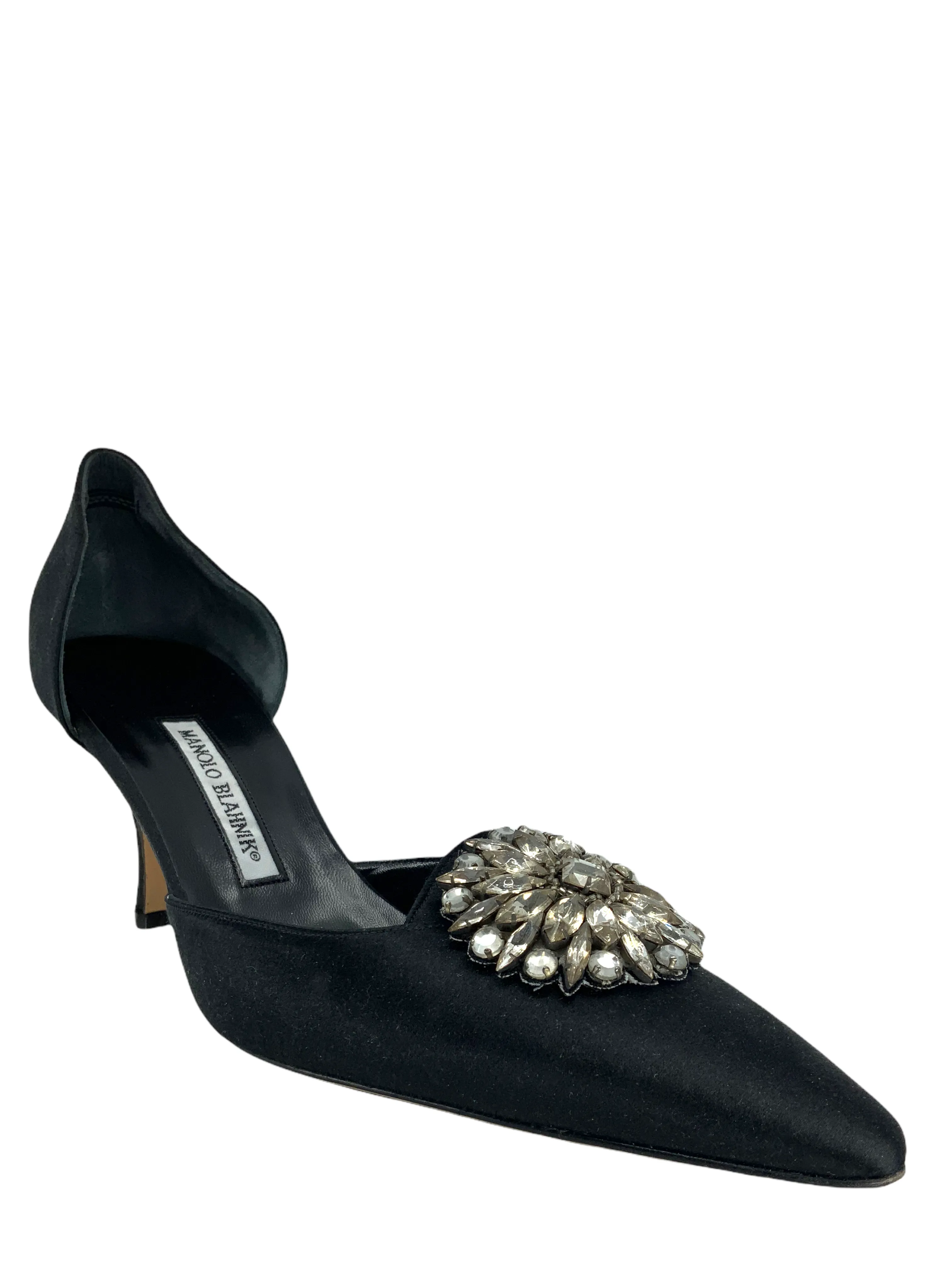 Manolo Blahnik Embellished Satin d'Orsay Pumps Size 10.5