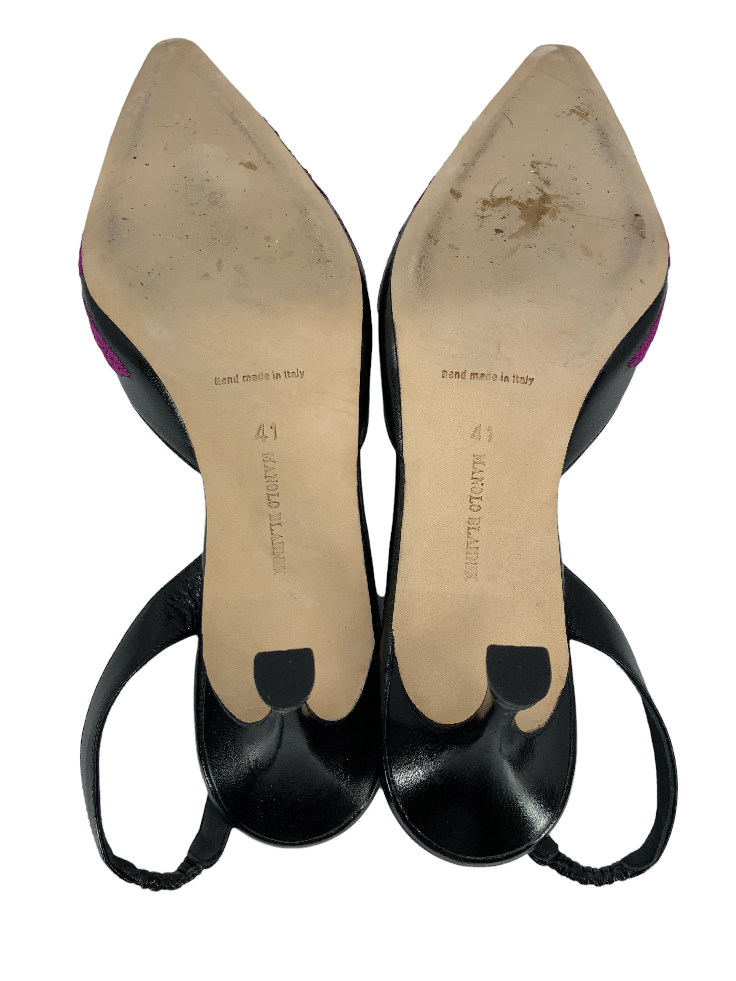 Manolo Blahnik Embroidered Carolyne Slingback Pumps Size 11