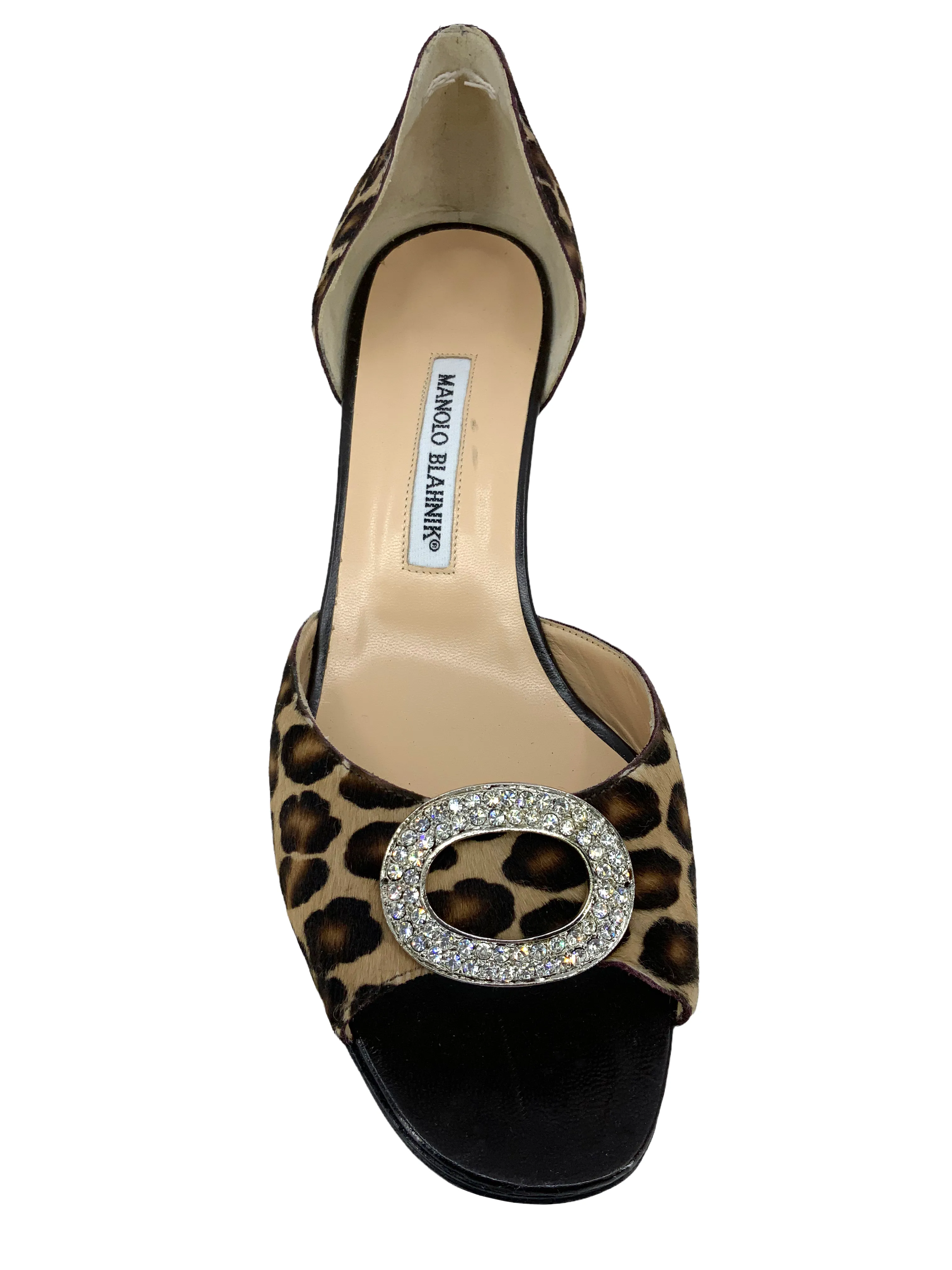 Manolo Blahnik Sedaraby Embellished Pony Hair d'Orsay Pumps Size 10.5