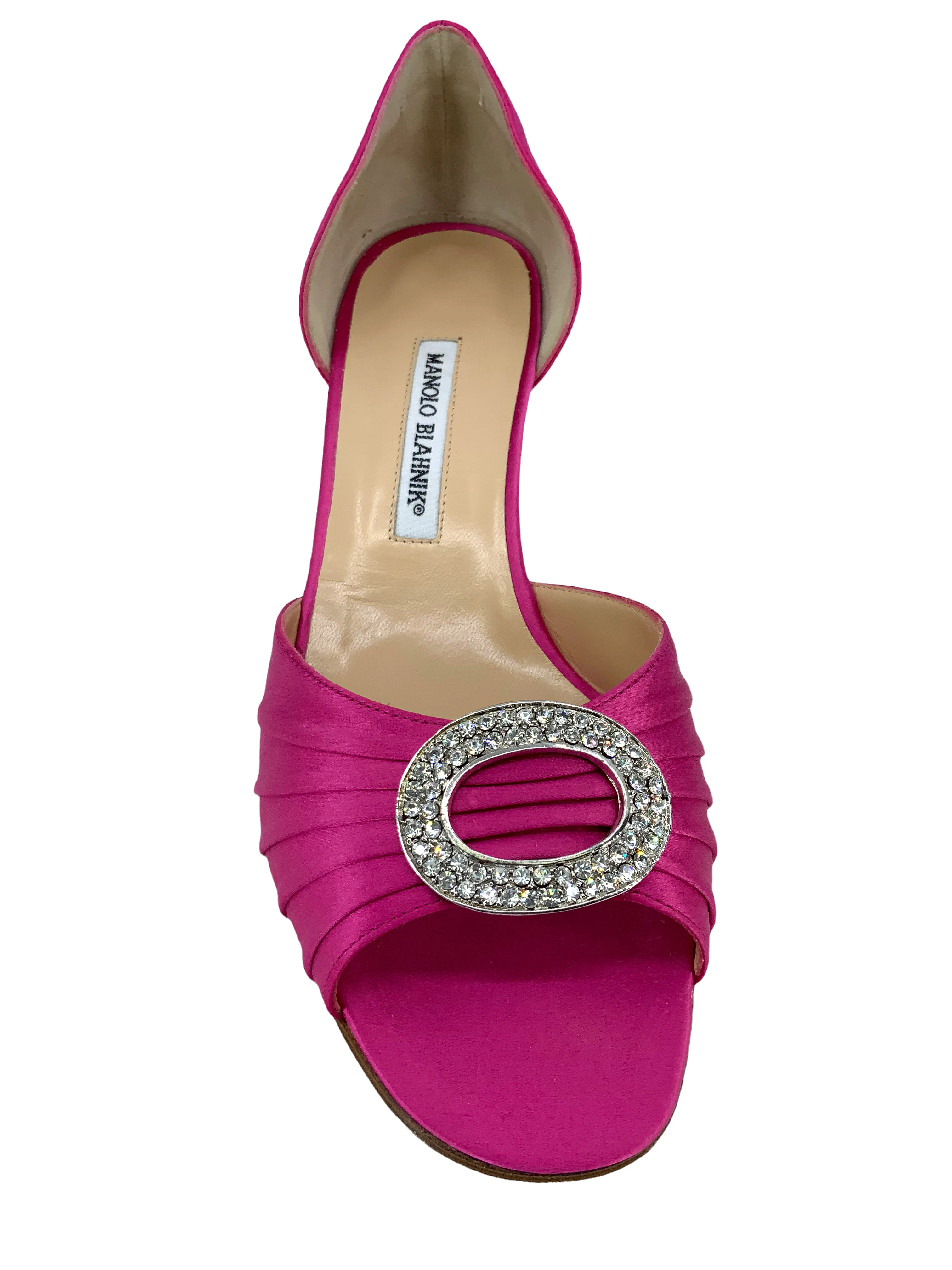 Manolo Blahnik Sedaraby Embellished Satin d'Orsay Pumps Size 10.5