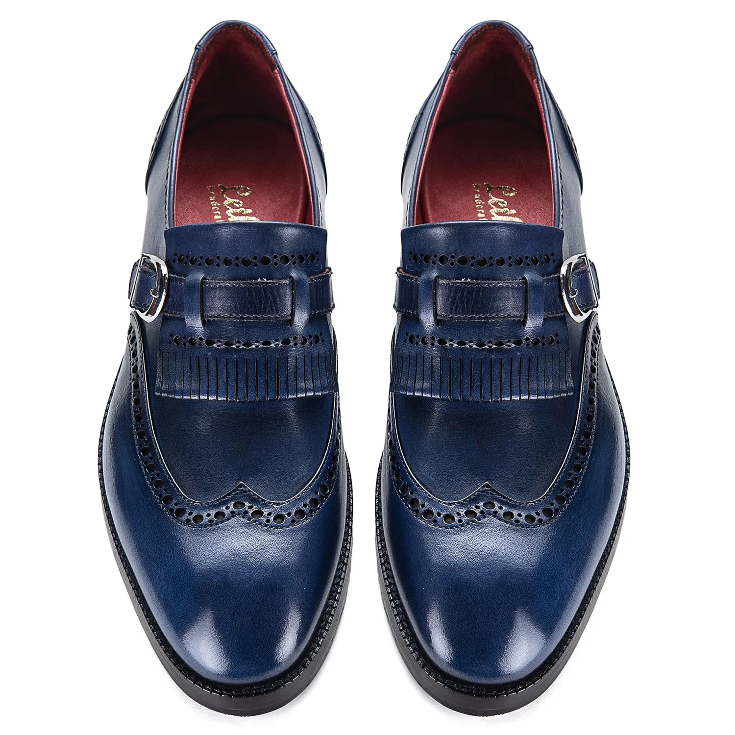 Wingtip Brogue Kiltie Monk Strap- Navy