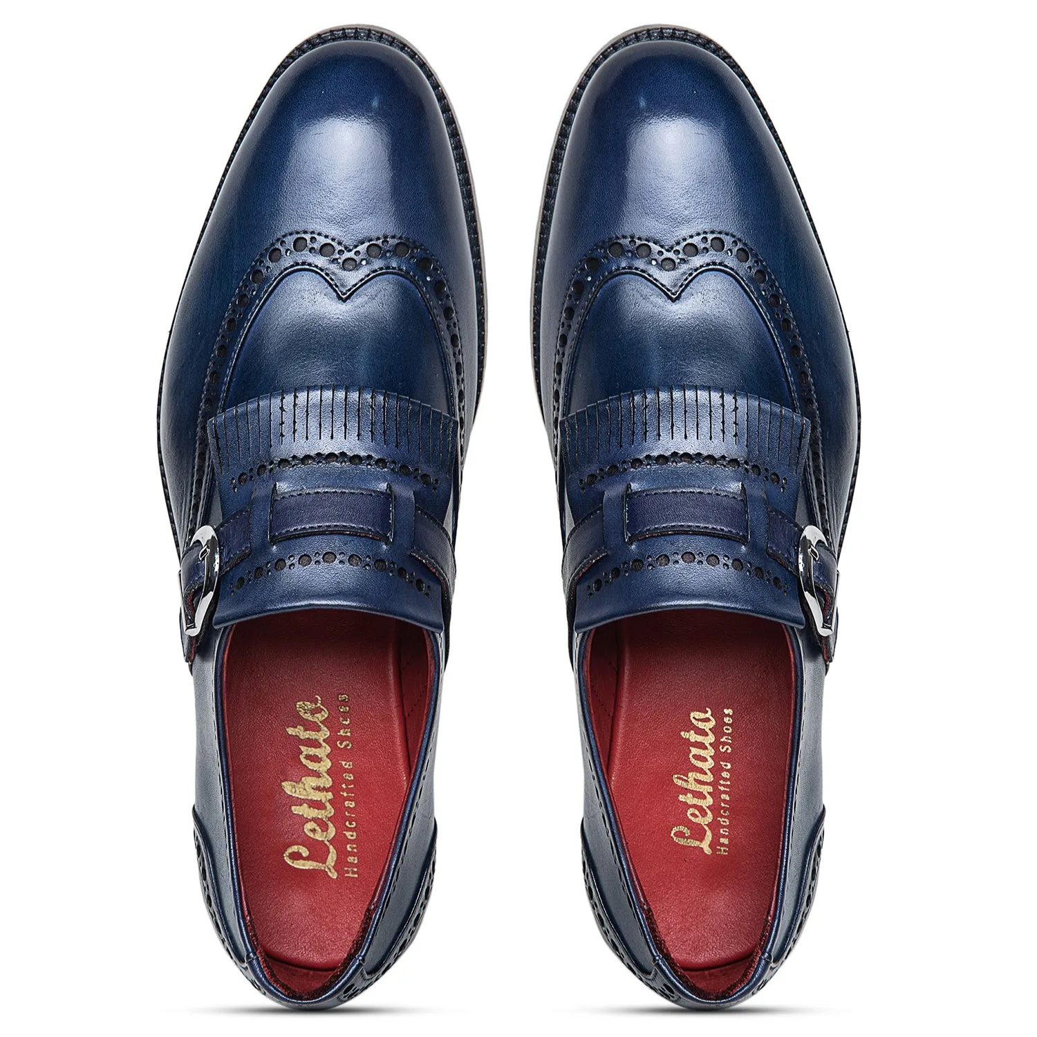 Wingtip Brogue Kiltie Monk Strap- Navy