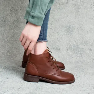 Women Autumn Solid Leather Casual Boots